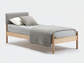 Lit simple - Bois-Tissu - 201x101x97 cm - Chêne clair-Gris - Minimaliste