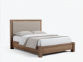 Lit double - Bois-Tissu - 207x187x112 cm - Chêne brun-Beige - Transitionnel
