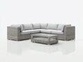 Canapé de jardin-résine tressée-verre trempé-255x255x76 cm-gris clair-style moderne