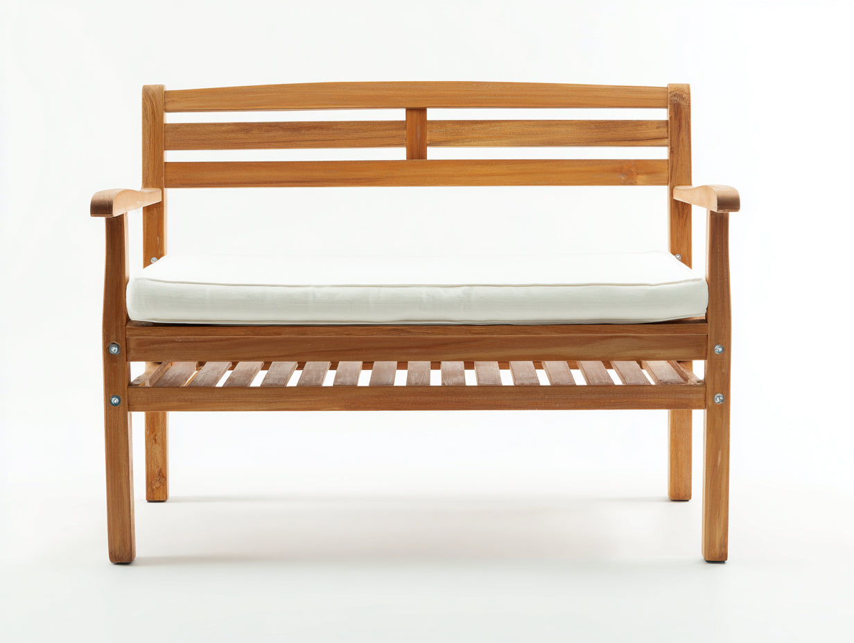 Banc de jardin-bois-122x56x82 cm-naturel-crème-style classique