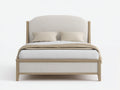 Lit double - Bois-Tissu - 208x188x117 cm - Chêne clair-Beige - Classique moderne