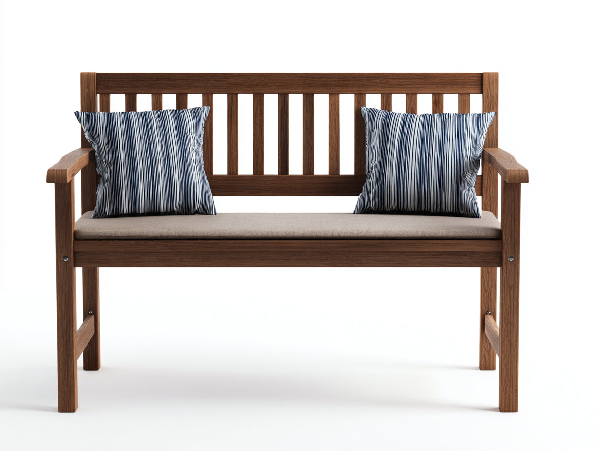 Banc de jardin-bois-122x58x88 cm-brun-beige-style classique