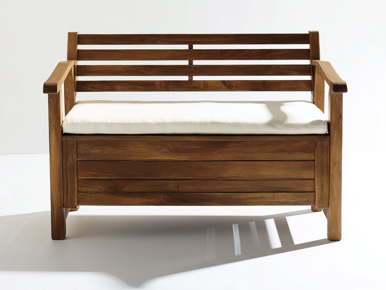 Banc de jardin-bois-118x58x88 cm-brun-crème-style classique