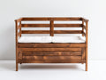 Banc de jardin-bois-120x60x90 cm-brun-crème-style rustique