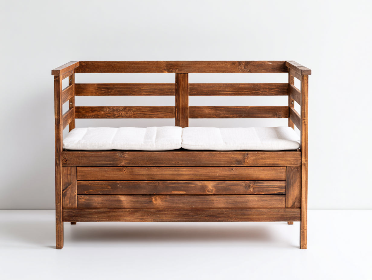 Banc de jardin-bois-120x60x90 cm-brun-crème-style rustique