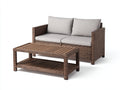 Canapé de jardin-résine tressée-bois-168x84x78 cm-brun-gris clair-style contemporain