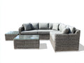 Canapé de jardin-résine tressée-verre trempé-220x220x65 cm-gris clair-gris-design moderne