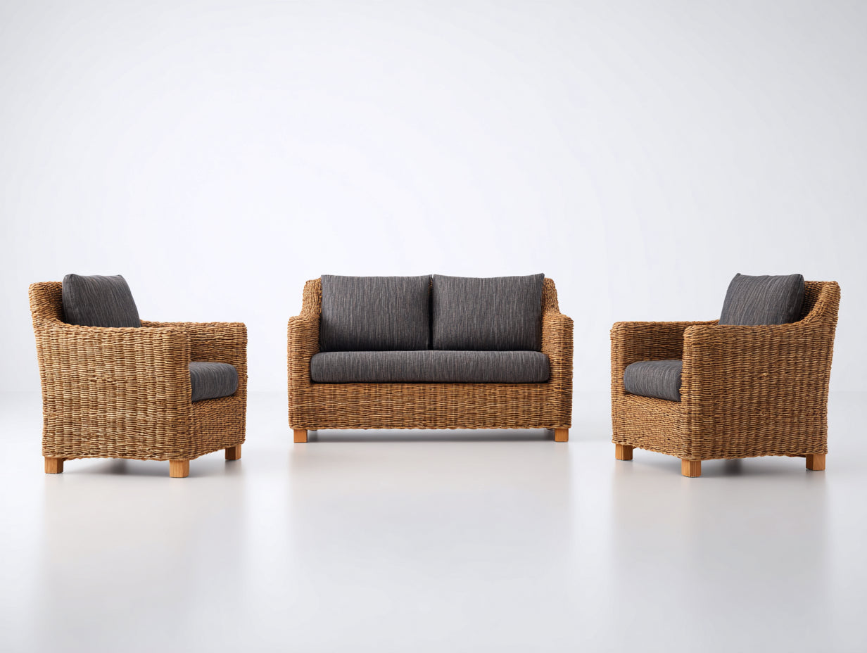 Canapé de jardin-résine tressée-bois-182x84x76 cm-naturel-gris foncé-style moderne
