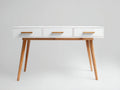 Bureau - Bois - 125x48x79 cm - Blanc-Bois naturel - Moderne