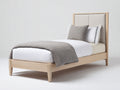 Lit simple - Bois-Tissu - 203x103x114 cm - Chêne clair-Beige - Classique élégant