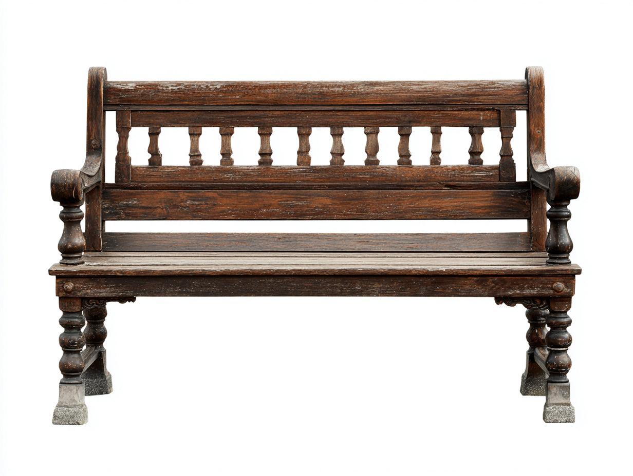 Banc de jardin-bois-150x65x92 cm-brun vieilli-style classique rustique