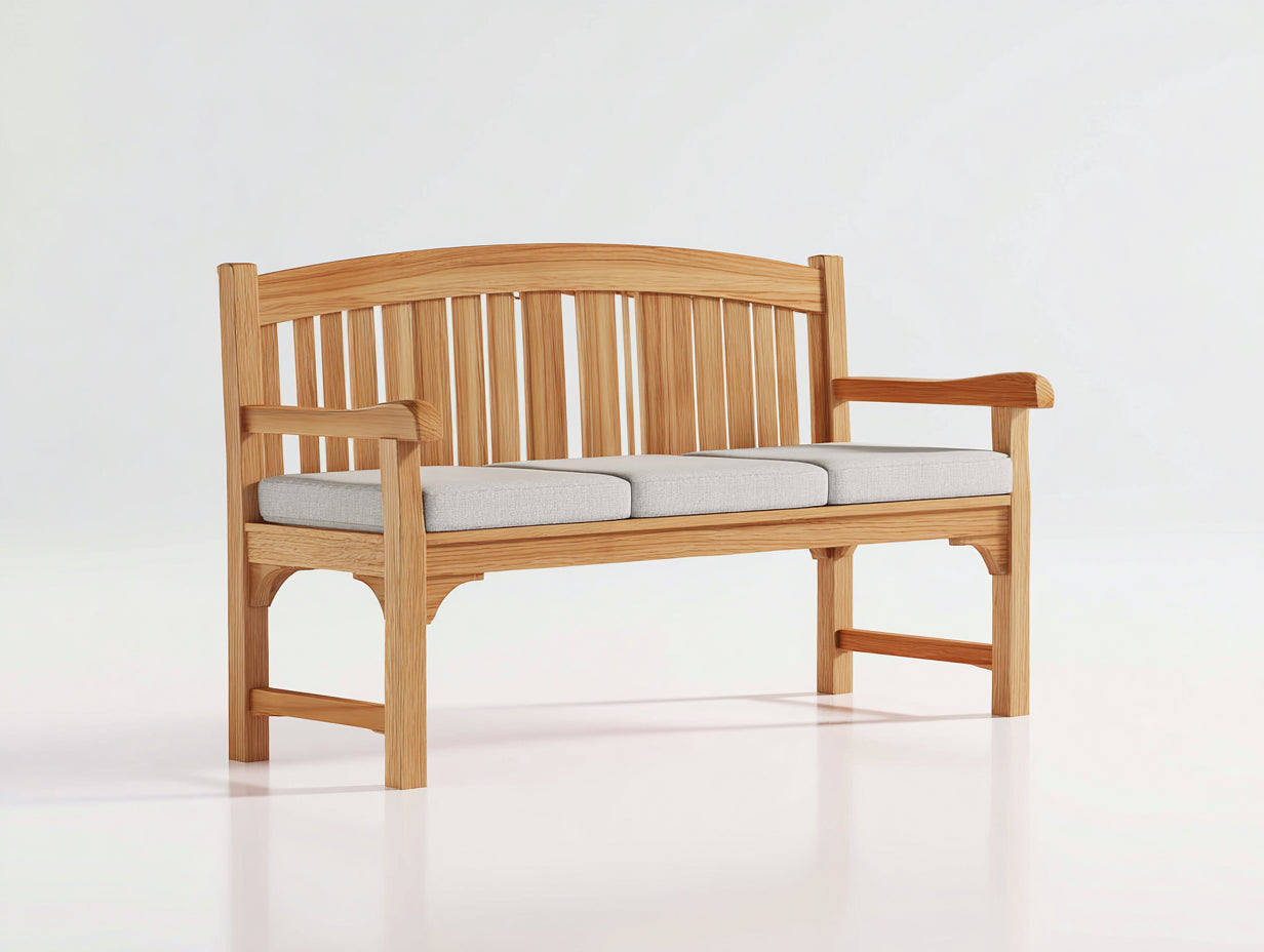 Banc de jardin-bois-150x58x88 cm-naturel-beige-style classique