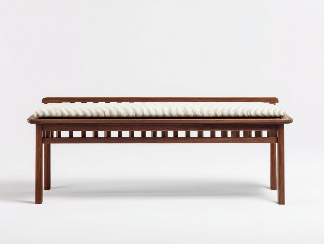 Banc de jardin-bois-120x38x46 cm-brun foncé-crème-style minimaliste