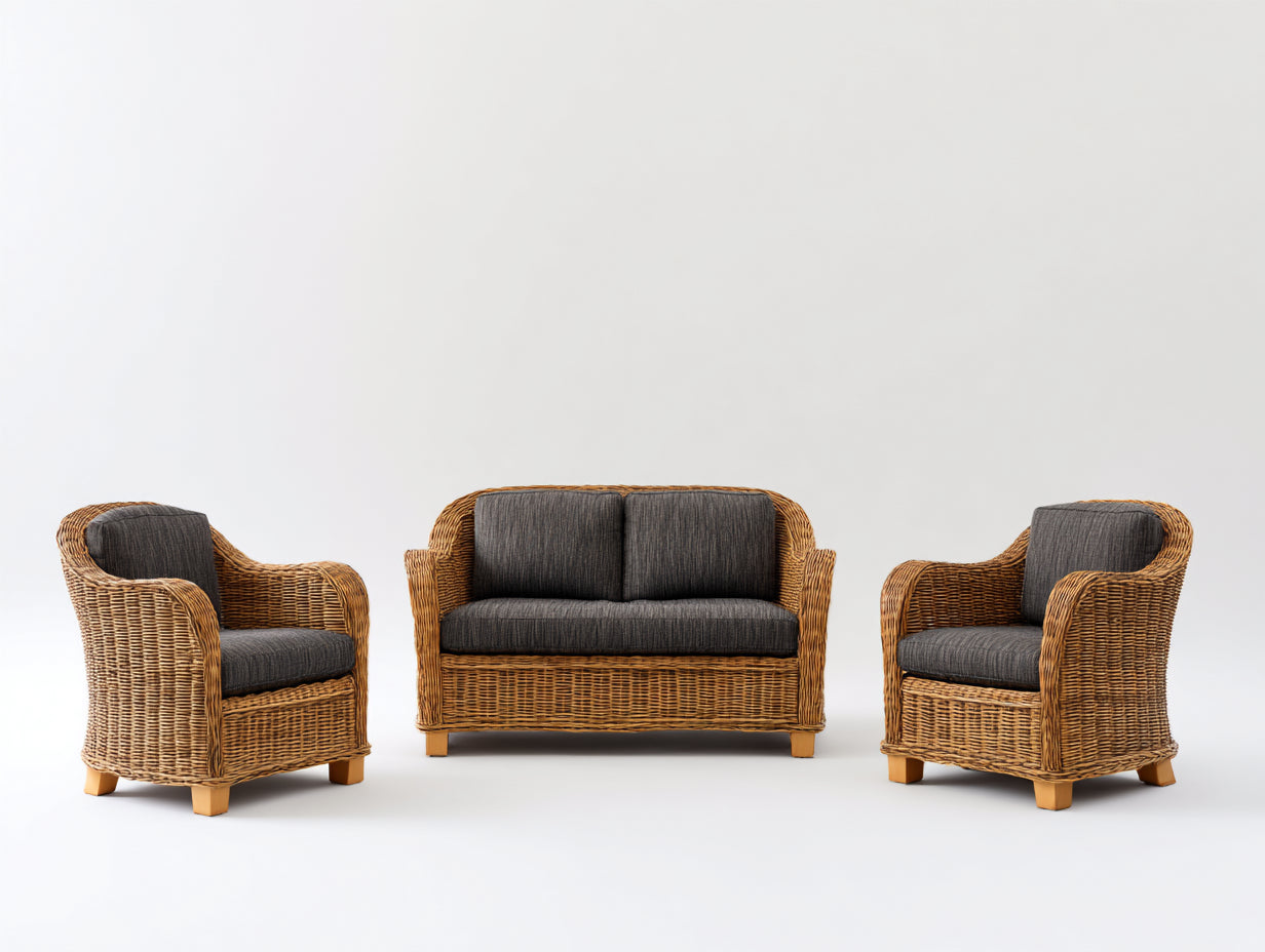 Canapé de jardin-résine tressée-bois-180x86x78 cm-naturel-gris anthracite-style classique