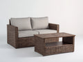 Canapé de jardin-résine tressée-bois-165x82x78 cm-brun-gris clair-style contemporain