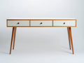 Bureau - Bois - 128x44x77 cm - Blanc-Bois naturel - Scandinave
