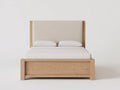 Lit double - Bois-Tissu - 209x189x121 cm - Chêne clair-Beige - Contemporain
