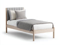 Lit simple - Bois-Tissu - 204x104x108 cm - Chêne clair-Gris - Contemporain
