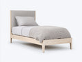Lit simple - Bois-Tissu - 202x102x105 cm - Chêne clair-Grège - Moderne